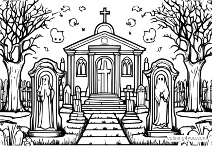 Fantasmas sobre cementerio con cruces