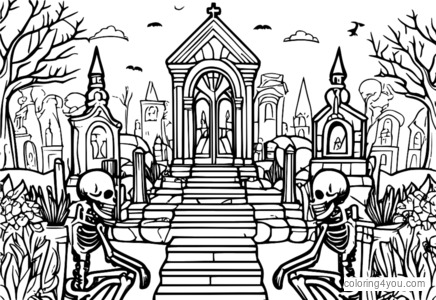 Mewarnai skeletons partying ing kuburan