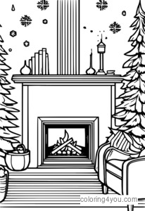 Cozy Winter Scene na may Fireplace at Snow