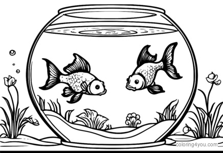 Goldfish jumping out of a large fishbowl