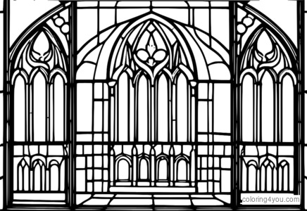 Buntes Buntglasfenster mit aufwendigen Details aus einer gotischen Kathedrale aus der viktorianischen Zeit