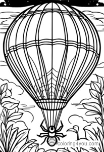 Afrikaanse Anansi spin folklore illustratie hete luchtballon zwevend.