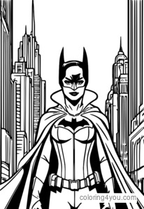 Coloring page of Batman with Catwoman