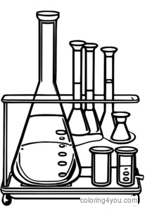 Experiment de chimie cu soluții colorate în flacoane și pahare în scop educațional