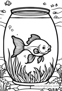 Goldfish jumping out of a large fishbowl