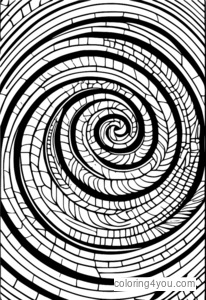 Un motif en spirale dans un style mosaïque avec des détails complexes