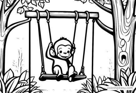 Curious George swinging in the park