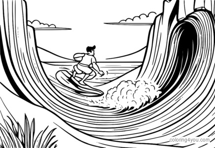 Fred Flintstone surfing on wave