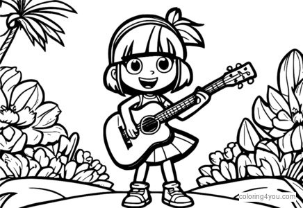 Leni Loud guitar coloring page