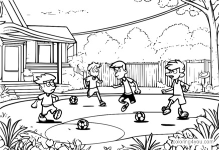 Phineas e Ferb giocano a calcio nel loro cortile