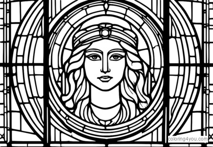 Stained glass window with HALO coloring page