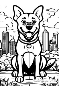 Coloring Page of Angry Dog with Speech Bubbles