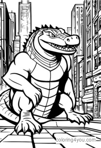 Beast Boy transformed into a crocodile, Teen Titans Go! coloring pages