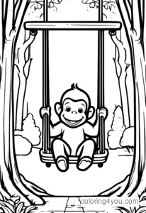 Curious George swinging in the park