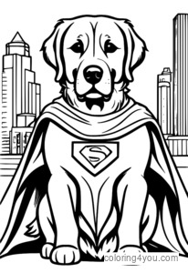 Dug, de superheldenhond, met cape en masker