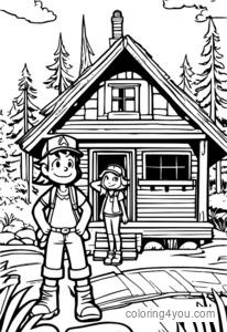 Gravity Falls litasíður af Dipper og Mabel Pines