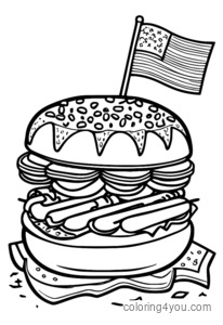 4 ta' Lulju Happy Hot Dog Coloring Page għat-Tfal