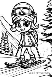 Lori Loud skiing coloring page