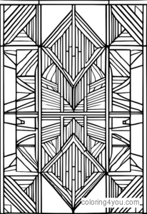 Matematik geometrisk form til farvelægningsside med lagdelte espalier-inspirerede designs