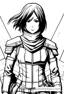 Mikasa i sin stridsutrustning