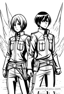 Mikasa försvarar Eren och Armin