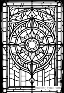 Stained glass window with HALO coloring page