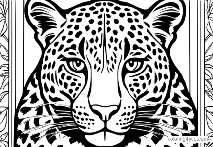 Angry leopard coloring page with a fierce snarl