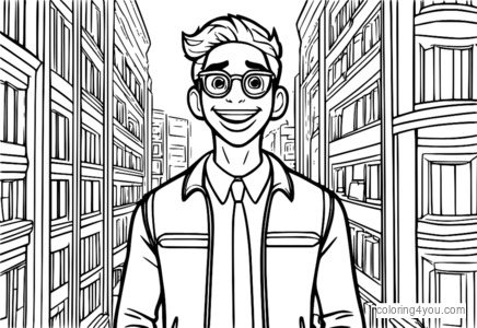 Dev Big Mouth character coloring page