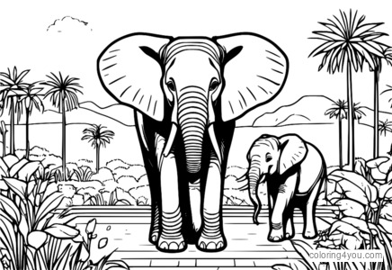 Ilustración única de un elefante discapacitado que recibe ayuda de sus amigos