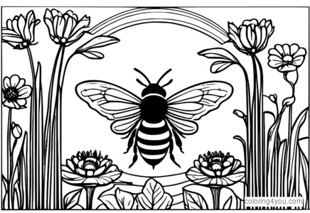 Diagramm, das zeigt, wie Bienen und Schmetterlinge Blumen bestäuben