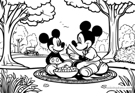 Topolino e Pippo fanno un picnic nel parco