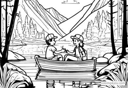 Kaca pewarna Gravity Falls saka Dipper lan Mabel Pines ing Silver Lake