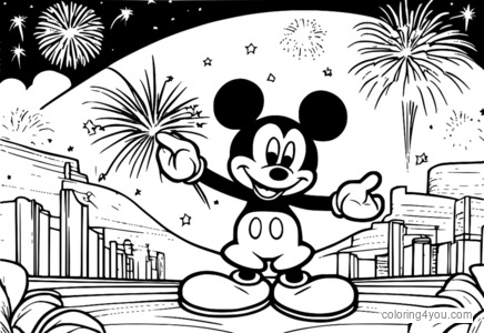 Topolino e i suoi amici giocano con i fuochi d'artificio