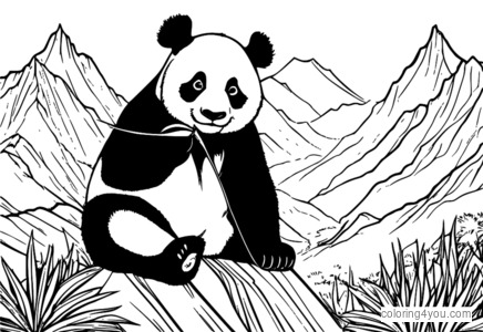 A brave panda embarking on a thrilling mountain journey with stunning views and challenges.