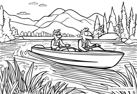 Phineas und Ferb fahren Wasserski in einem See