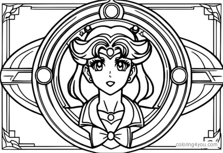 Sailor Moon simbolių spalvinimo puslapis