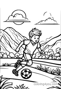 Cartoon Soccer Player Dribbling a Ball