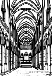 Cloisters of Notre Dame Cathedral coloring page