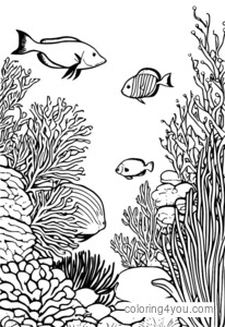 Desenhos para colorir de ecossistema de recife de coral