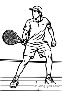 Jugador de tenis contundente sirviendo la pelota, ilustración colorida.