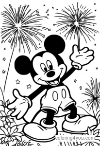 Topolino e i suoi amici giocano con i fuochi d'artificio