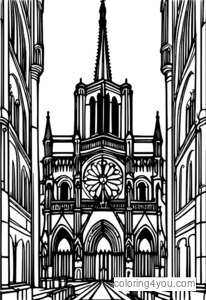 Sides of Notre Dame Cathedral coloring page