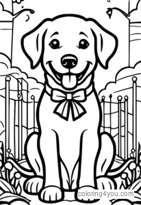 Coloriage d'un chien surpris recevant une friandise