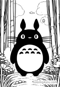 Totoro confortando seu amigo, um duende fuliginoso, que está se sentindo triste e sozinho.