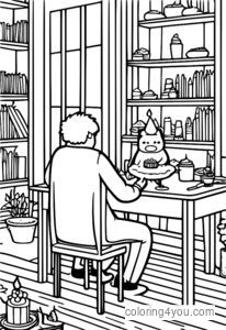 Pagina da colorare del fumetto di compleanno di Tuca e Bertie