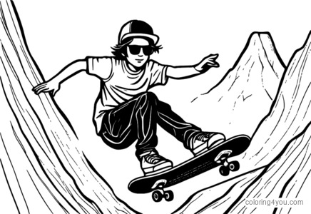 A skateboarder riding a skateboard down a steep hill.