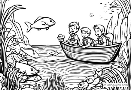 Underwater rummy adventure coloring page