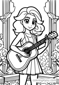 Omaľovánka Ametyst s gitarou od Steven Universe