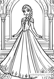 Coloriage La robe jaune d'Anna pour les enfants