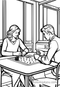 Bridge players choosing partners coloring page